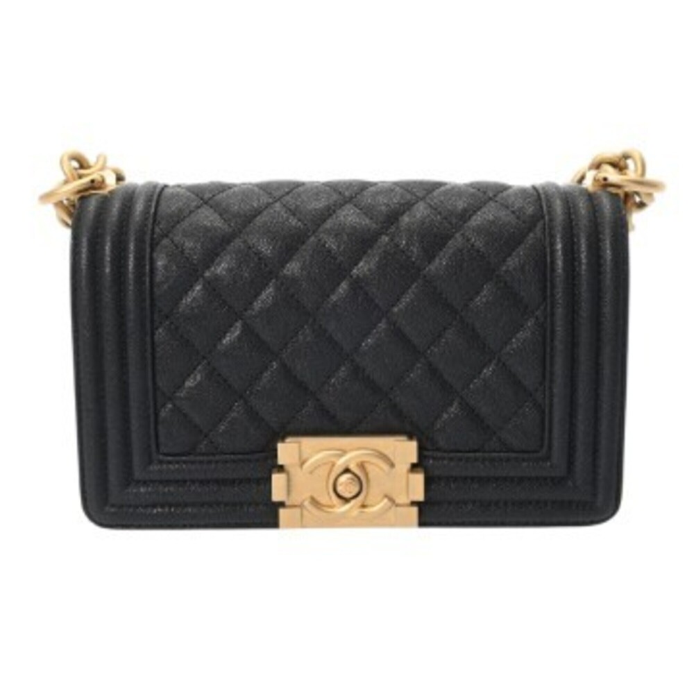 CHANEL Boy Chanel Handbag 20cm Black A67085 Women's Caviar Skin Shoulder Bag ...